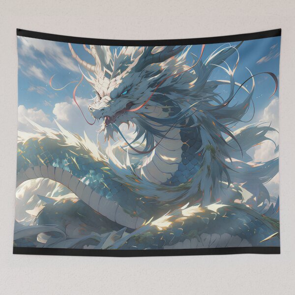 Item preview, Majestic Cyan Dragon: A Captivating Fantasy Art Illustration designed and sold by Wylveragon.