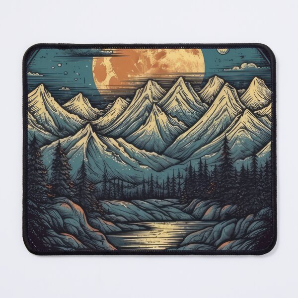 Item preview, Starry Night Over Majestic Mountains: A Captivating Nighttime Mountain Landscape Design designed and sold by PaperCrazed.