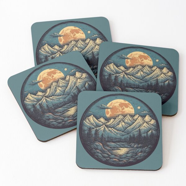 Item preview, Starry Night Over Majestic Mountains: A Captivating Nighttime Mountain Landscape Design designed and sold by PaperCrazed.
