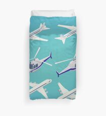 Passenger Airplane. Passenger Helicopter. Isometric Transportation. Aircraft Vehicle. Duvet Cover