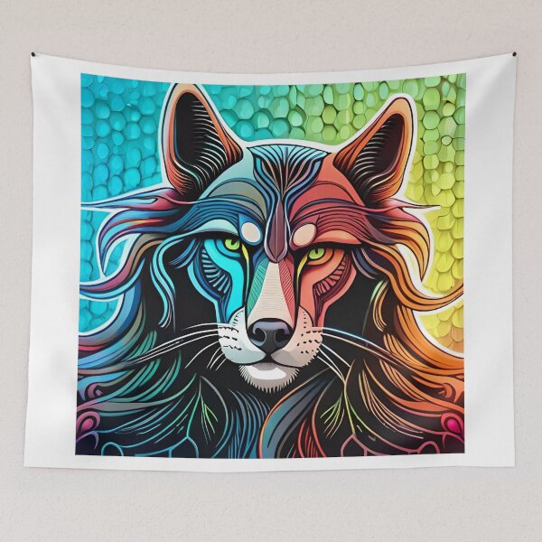 Item preview, Neon Synthwave Futuristic Steampunk Wolf designed and sold by nashthrift.