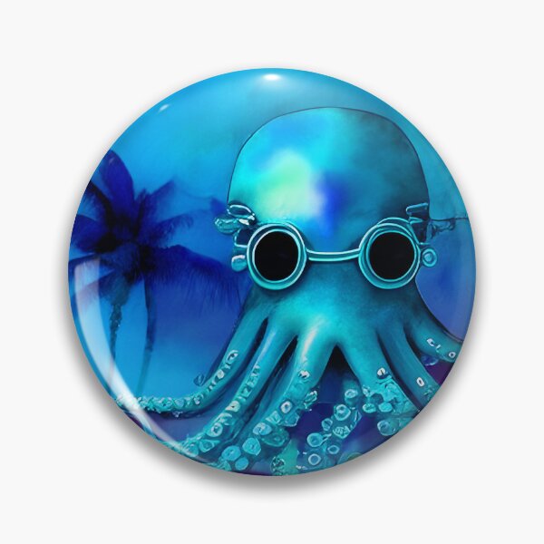 Item preview, Retro Futuristic Octopus - Blue Moonlight Beach Scene - AI Art 1 of 4 designed and sold by Beachy.
