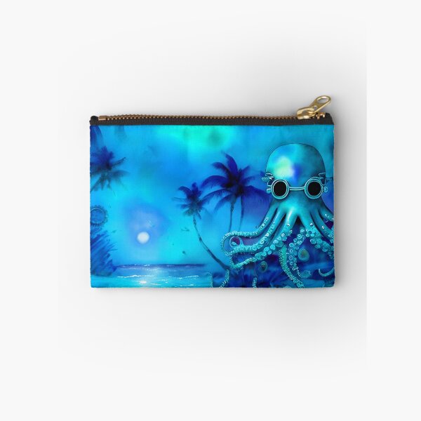Item preview, Retro Futuristic Octopus - Blue Moonlight Beach Scene - AI Art 1 of 4 designed and sold by Beachy.