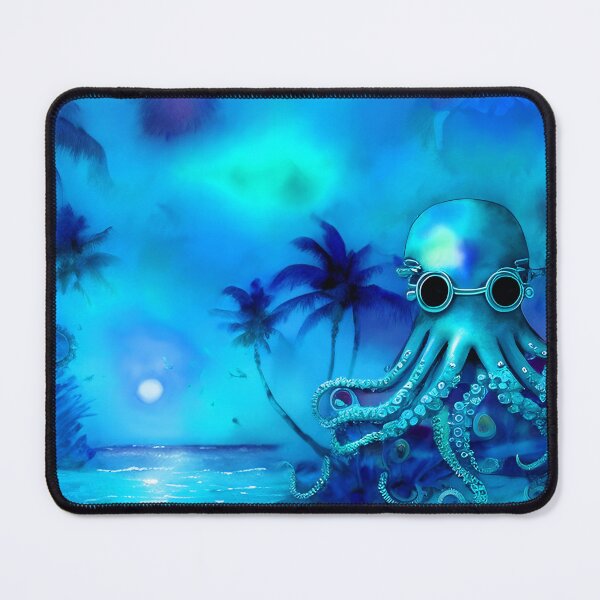 Item preview, Retro Futuristic Octopus - Blue Moonlight Beach Scene - AI Art 1 of 4 designed and sold by Beachy.