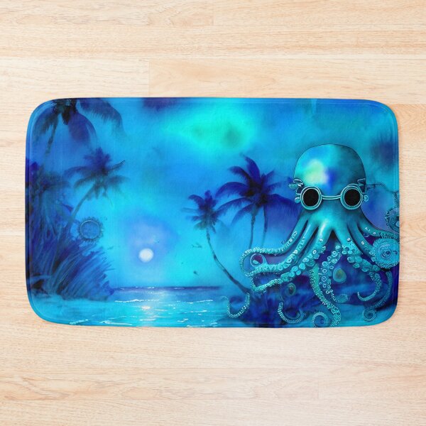 Item preview, Retro Futuristic Octopus - Blue Moonlight Beach Scene - AI Art 1 of 4 designed and sold by Beachy.