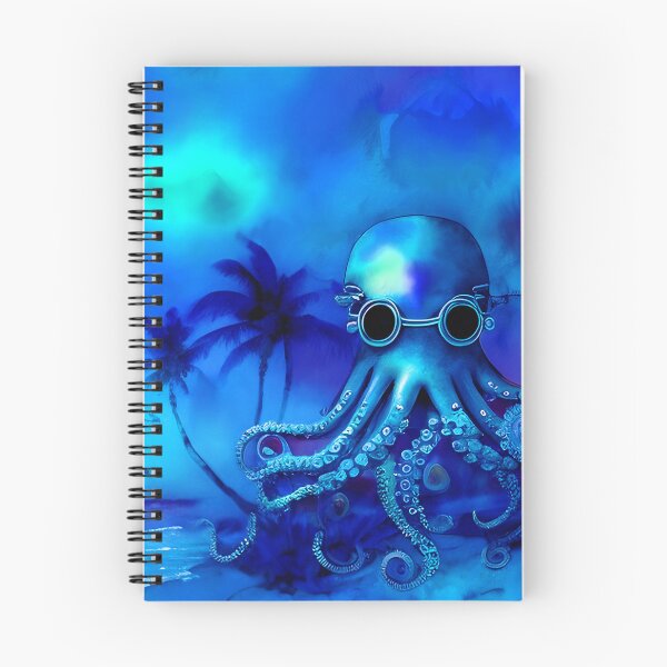 Item preview, Retro Futuristic Octopus - Blue Moonlight Beach Scene - AI Art 2 of 4 designed and sold by Beachy.