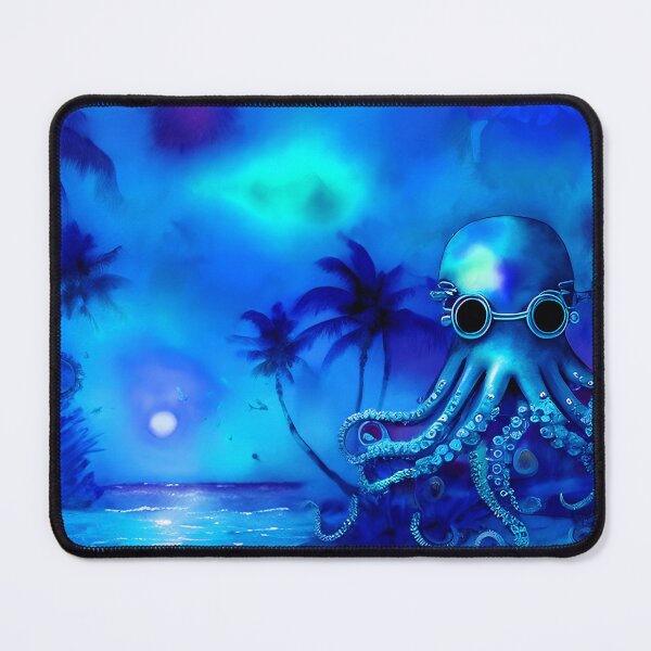Item preview, Retro Futuristic Octopus - Blue Moonlight Beach Scene - AI Art 2 of 4 designed and sold by Beachy.