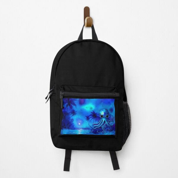 Item preview, Retro Futuristic Octopus - Blue Moonlight Beach Scene - AI Art 2 of 4 designed and sold by Beachy.