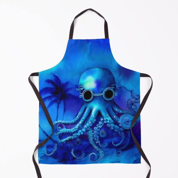 Item preview, Retro Futuristic Octopus - Blue Moonlight Beach Scene - AI Art 2 of 4 designed and sold by Beachy.