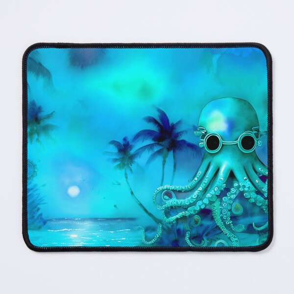 Item preview, Retro Futuristic Octopus - Blue Moonlight Beach Scene - AI Art 3 of 4 designed and sold by Beachy.