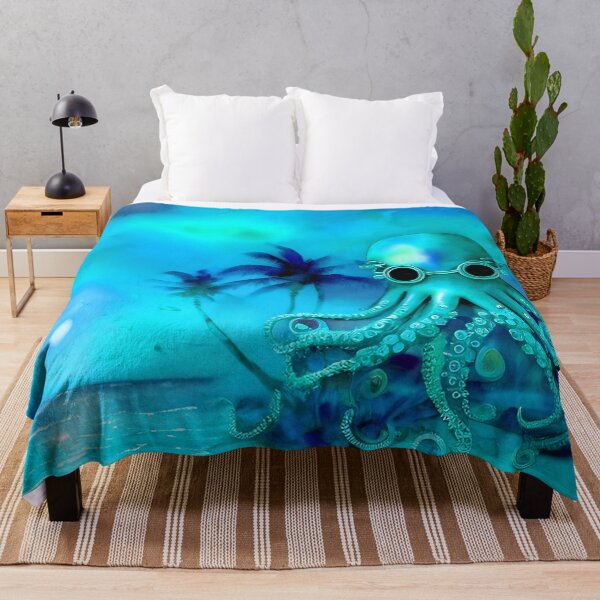 Item preview, Retro Futuristic Octopus - Blue Moonlight Beach Scene - AI Art 3 of 4 designed and sold by Beachy.