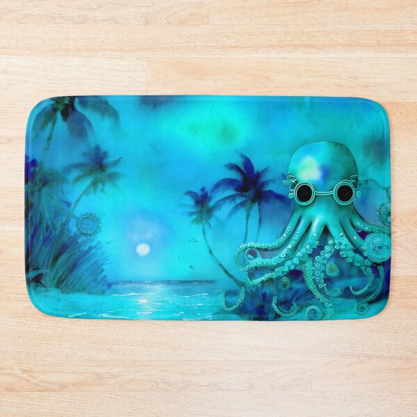 Item preview, Retro Futuristic Octopus - Blue Moonlight Beach Scene - AI Art 3 of 4 designed and sold by Beachy.