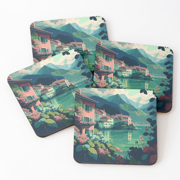 Item preview, Pastel Lakeside Town designed and sold by TheArtMage.