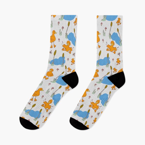 Item preview, Happy Ducks, Ducklings, and Cattail Reeds | orange and blue designed and sold by Ingrid Poole.