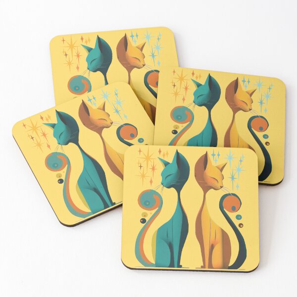 Item preview, Mid Century Modern Atomic Cat, Retro Cat, Pastel retro design MCM cat designed and sold by BrightStreet.