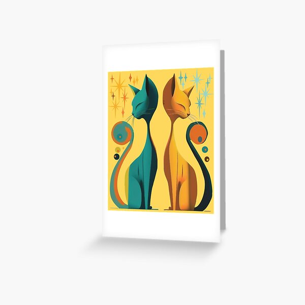 Artikel-Vorschau von Mid Century Modern Atomic Cat, Retro Katze, Pastell Retro Design MCM Katze, designt und verkauft von BrightStreet.