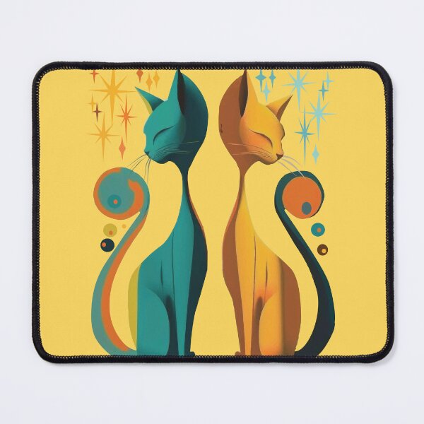Item preview, Mid Century Modern Atomic Cat, Retro Cat, Pastel retro design MCM cat designed and sold by BrightStreet.