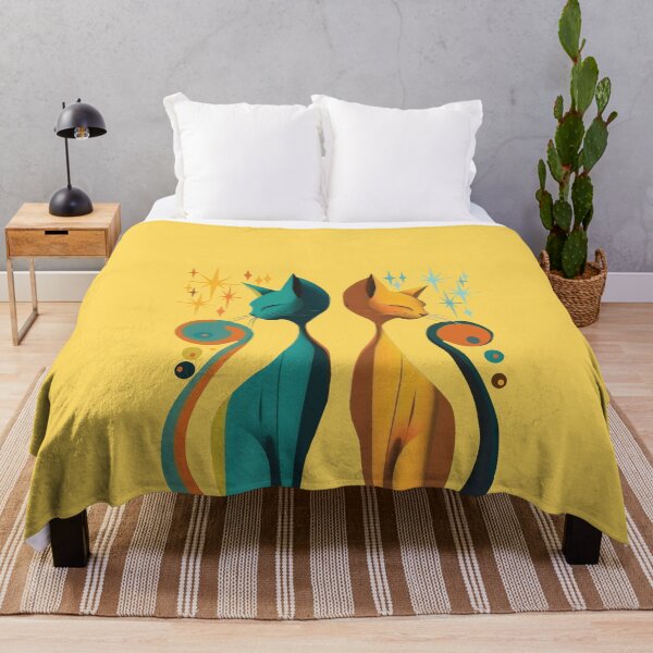 Item preview, Mid Century Modern Atomic Cat, Retro Cat, Pastel retro design MCM cat designed and sold by BrightStreet.