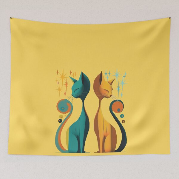Item preview, Mid Century Modern Atomic Cat, Retro Cat, Pastel retro design MCM cat designed and sold by BrightStreet.