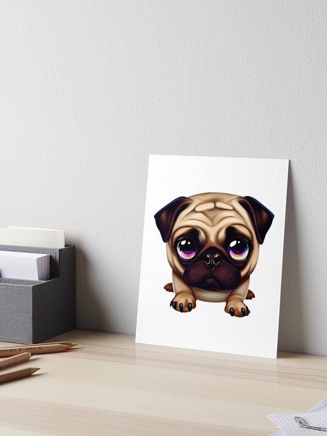 Kawaii Pug Dog Design Art Board Print for Sale by Mojo-art