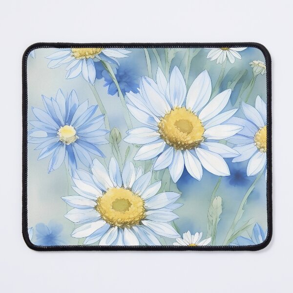 Item preview, Watercolor seamless pattern with blue field flowers, Cornflower, chamomile, drawing by watercolor, floral illustration, isolated on white background designed and sold by Victoria Riabov.