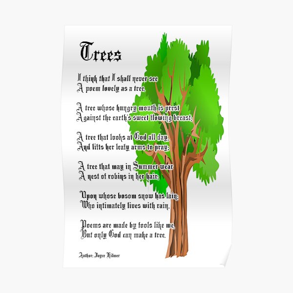 Joyce Kilmer Trees Posters | Redbubble