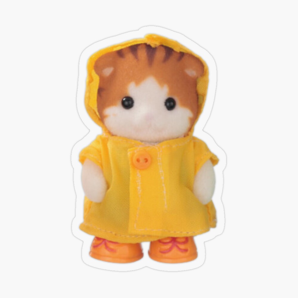 orange cat raincoat calico critter