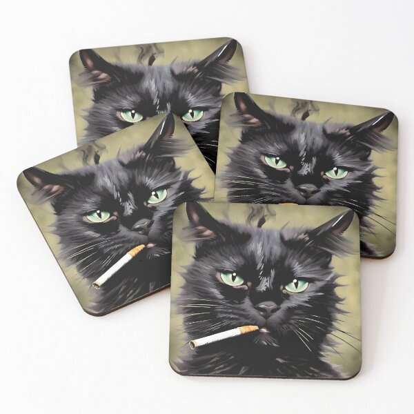 Item preview, Funny Black Cat Smoking - Funny Cats designed and sold by SafiannaSpace.