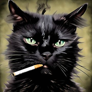 black cat with cigarette meme Funny Black Cat Smoking
