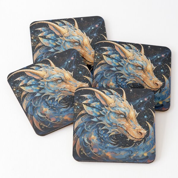 Artikelvorschau, Goldener blauer Drache im Weltraum - Digitale Kunst entworfen und verkauft von SnoopyTF.