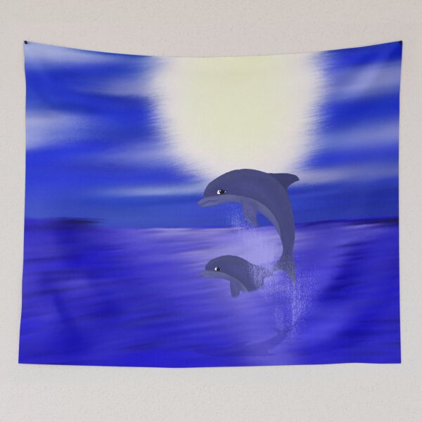 Item preview, Dolphins in the Moonshine designed and sold by Nicole Kiefer.