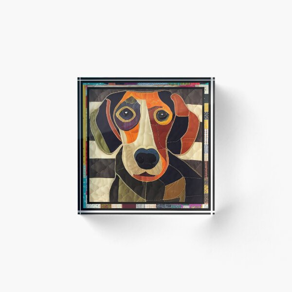 Item preview, Colcha de retazos de perro sabueso abstracto designed and sold by kedoki.