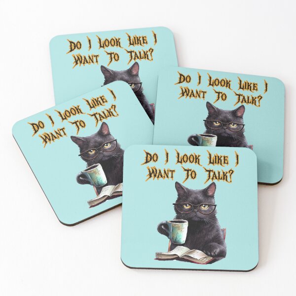 Item preview, Do I Look Like I Want To Talk? Funny Snarky Black Cat designed and sold by JoyOfHopeStore.