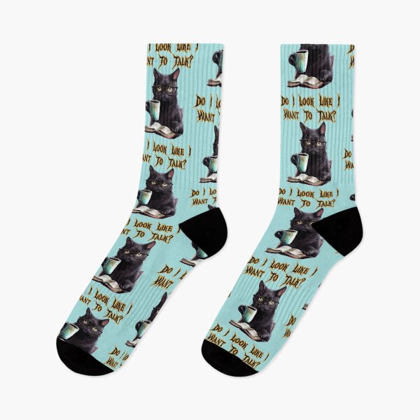 Item preview, Do I Look Like I Want To Talk? Funny Snarky Black Cat designed and sold by JoyOfHopeStore.