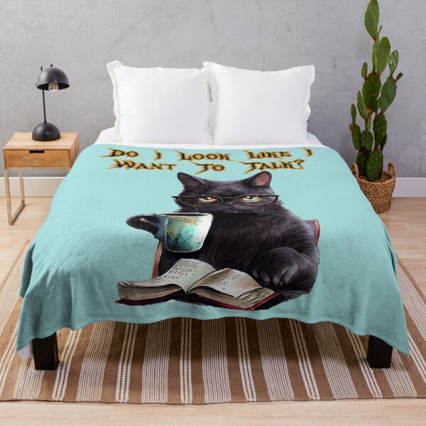 Item preview, Do I Look Like I Want To Talk? Funny Snarky Black Cat designed and sold by JoyOfHopeStore.