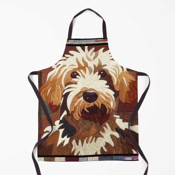 Item preview, Cream and Brown Eared Goldendoodle Dog Patchwork Quilt designed and sold by kedoki.