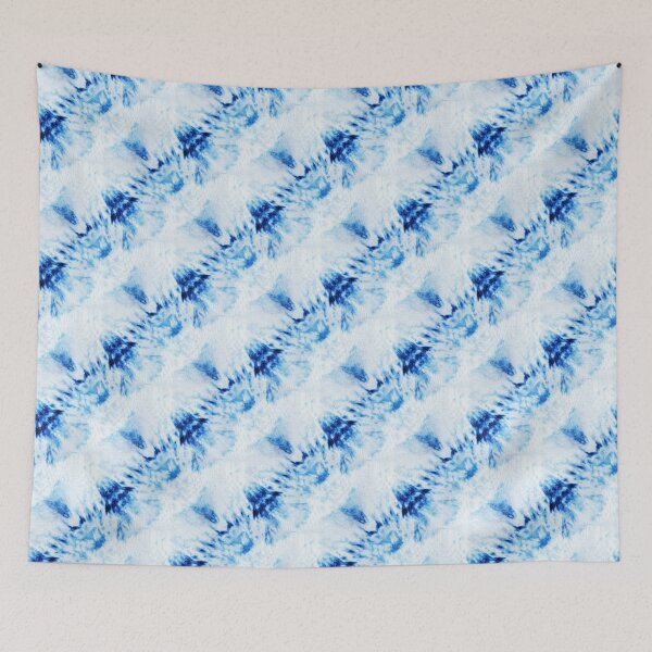 Item preview, Seamless tie-dye pattern of indigo color on white silk.  Shibori dyeing. designed and sold by lamarmarina.