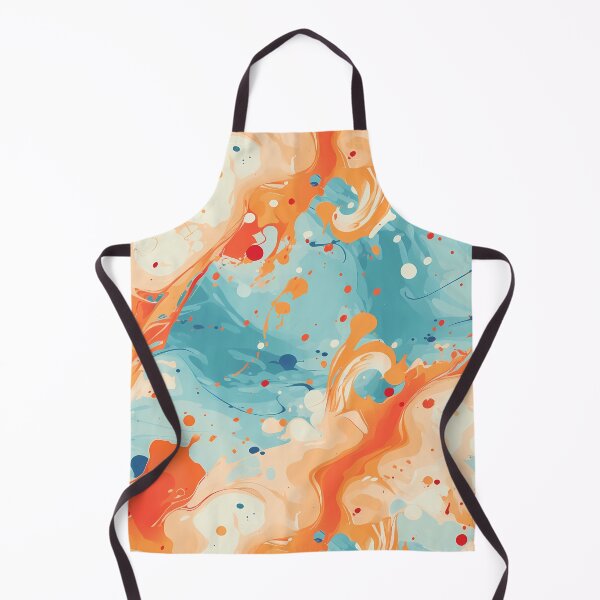 Item preview, Paint Splatter Pattern 2, like fiery explosions from twin suns, solar flare swirls, streaks of orange and white on a blue backdrop, abstract expressionist and wonderfully messy. designed and sold by FoxRobinRabbit.