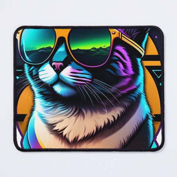 Item preview, Cyberpunk cat wearing glasses designed and sold by DRAGON FIRE.