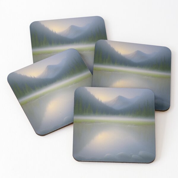 Item preview, a peaceful campsite by a tranquil mountain lake 	 designed and sold by shizzyhayhoez.