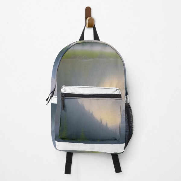 Item preview, a peaceful campsite by a tranquil mountain lake designed and sold by shizzyhayhoez.