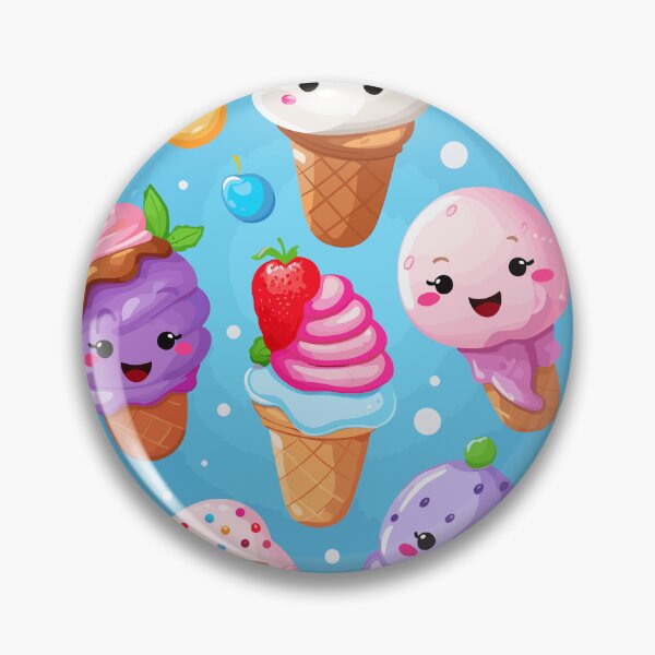 Item preview, Ice Cream Pattern with Delicious Flavors, Waffle Cones, and Cute Emojis designed and sold by PaletPatisserie.