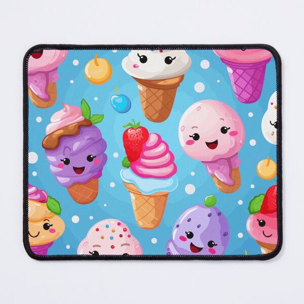 Item preview, Ice Cream Pattern with Delicious Flavors, Waffle Cones, and Cute Emojis designed and sold by PaletPatisserie.