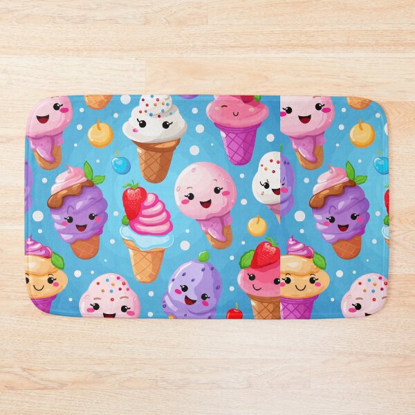 Item preview, Ice Cream Pattern with Delicious Flavors, Waffle Cones, and Cute Emojis designed and sold by PaletPatisserie.