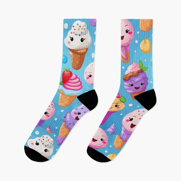 Item preview, Ice Cream Pattern with Delicious Flavors, Waffle Cones, and Cute Emojis designed and sold by PaletPatisserie.