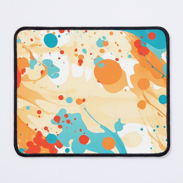Item preview, Paint Splatter Pattern 5, like bubbles waking up, growing life, orange sunny day, blue splashes, abstract expressionist and wonderfully messy. designed and sold by FoxRobinRabbit.