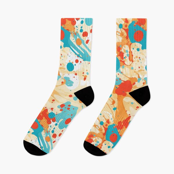 Item preview, Paint Splatter Pattern 5, like bubbles waking up, growing life, orange sunny day, blue splashes, abstract expressionist and wonderfully messy. designed and sold by FoxRobinRabbit.