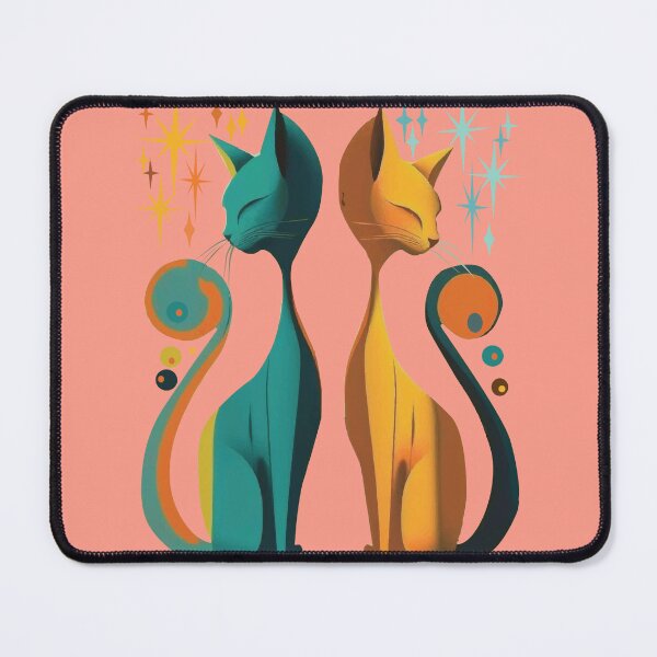 Item preview, Mid Century Modern Atomic Cat, Retro Cat,Pink Pastel retro design MCM cat designed and sold by BrightStreet.
