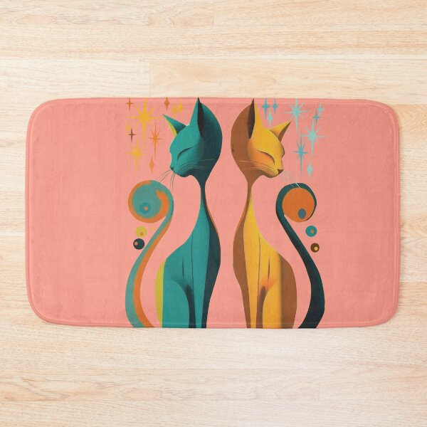 Item preview, Mid Century Modern Atomic Cat, Retro Cat,Pink Pastel retro design MCM cat designed and sold by BrightStreet.