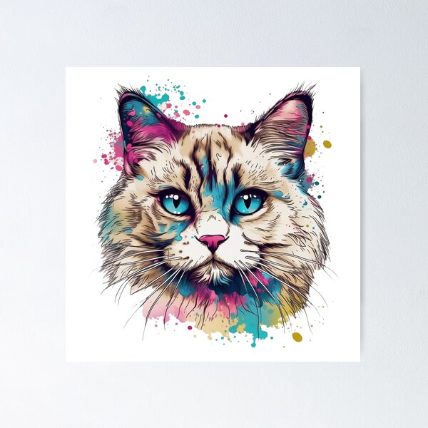Item preview, Colorful Ragdoll Cat Art - Purrfect Feline Fashion and Decor for Cat Lovers! designed and sold by DooodleGod.
